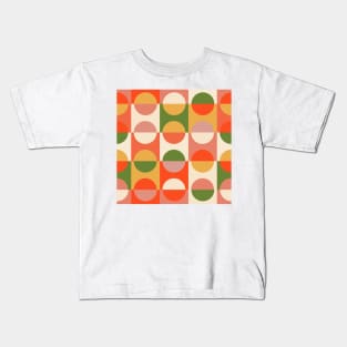 Orange, mustard and olive green mid century mod graphic pattern Kids T-Shirt